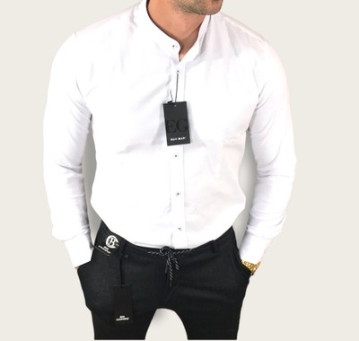 Koszula slim fit ze stójką biała EGO01