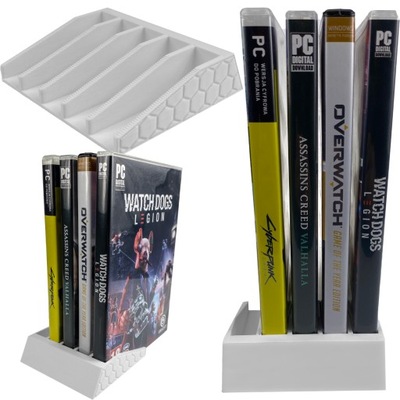PODSTAWKA POD 5 GIER PUDEŁKA PLAYSTATION XBOX PC NINTENDO SWITCH BIAŁY