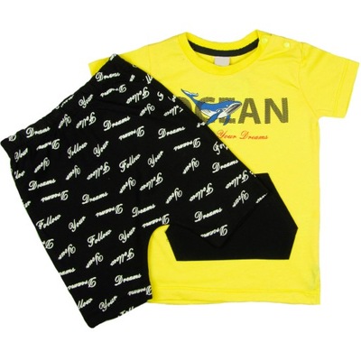 KOMPLET LETNI ocean CHŁOPIEC t-shirt spodenki 74