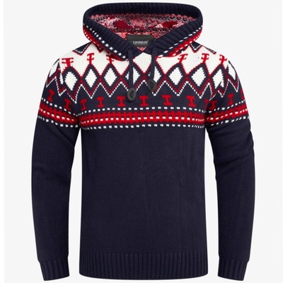 Sweter Męski Norweski Bluza Kaptur Gruby Ciepły .