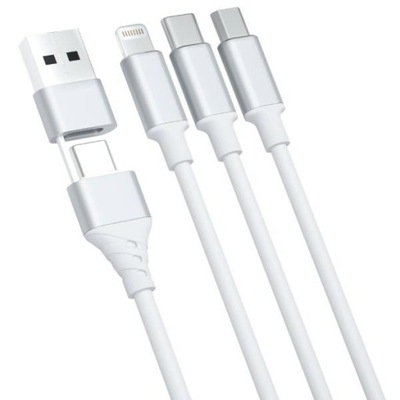 3MK Hyper Cable 3w1 USB-A/USB-C -USB-C/Micro/Lightning 1.5m Biały Kabel