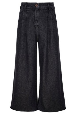 Szerokie luźne jeansy spodnie jeansowe modne mięciutkie czarne 146