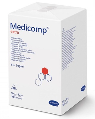 Kompresy niejałowe włókninowe gaziki chłonne Medicomp EXTRA 10x10 cm 100szt