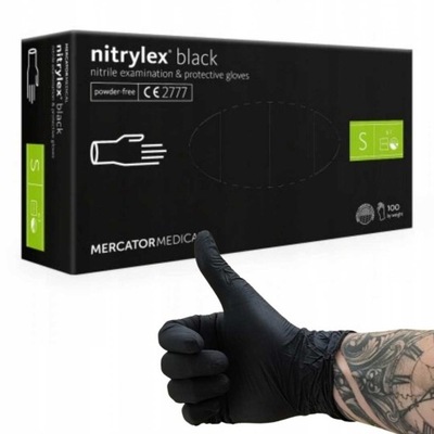 Rękawiczki Rękawice Nitrylowe S 100szt Czarne Mercator Medical