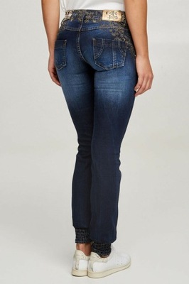 DESIGUAL elastyczne spodnie jeansy HAFTY gumki 24