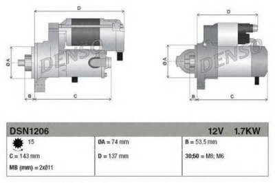 Denso стартер 12v 1 7kw mercedes a w176 b фото №1