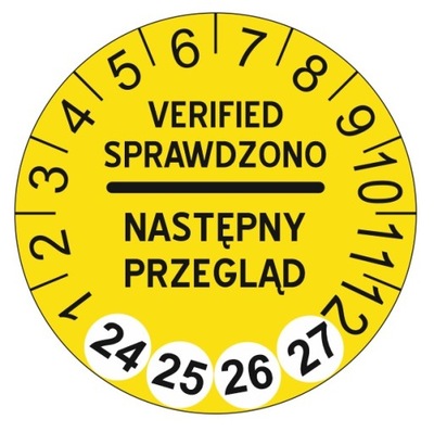 35 VNT. LIPDUKAI INSPEKCYJNE 30 MM INSPECKJA PRZEGLAD ETYKIETY GELTONOS 