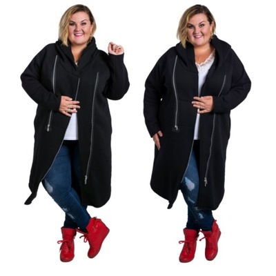 Płaszcz Dresowy SYNC czarny Plus Size 44-54 - XL