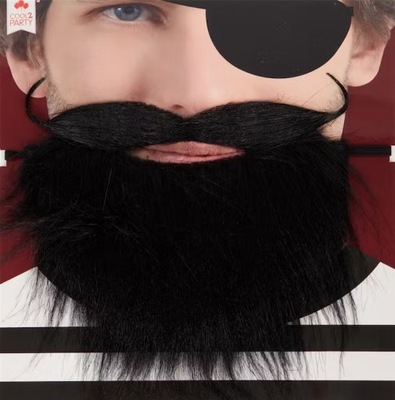 Sztuczna broda z wąsami na gumce pirat czarna