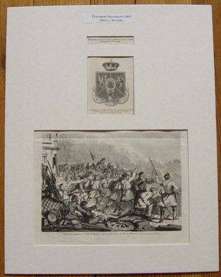 Powstanie Styczniowe 1863 Bitwa o Brzesko Oryginalny drzeworyt sztorcowy