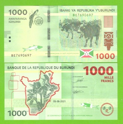 BURUNDI 1000 FRANCS 2021 P-51 UNC