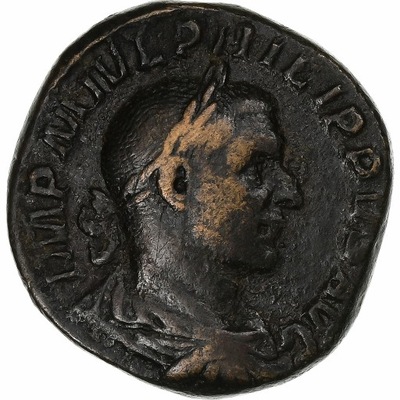 Philip I, Sestertius, 244-249, Rome, Brązowy, AU(5