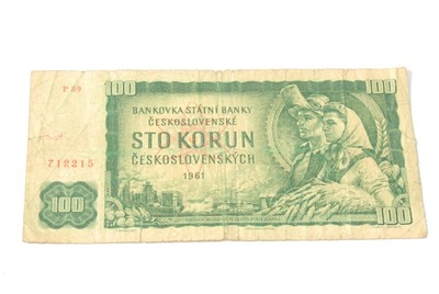 Stary banknot 100 koron Czechosłowacja 1961 antyk