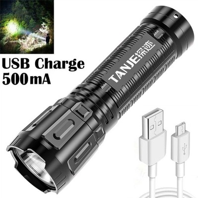 LED Flashlight Torch USB Rechargeable Bright Light