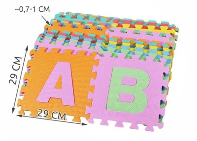 Duże puzzle PIANKOWE cyferki i literki MATA 36szt