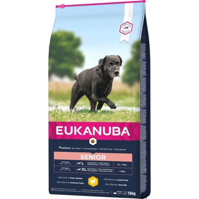 EUKANUBA SENIOR DUŻE RASY KURCZAK GRANULKI 15KG