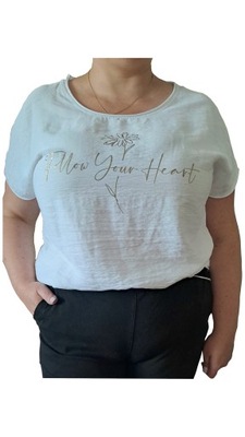 Koszulka BLUZKA DAMSKA plus size złoty napis