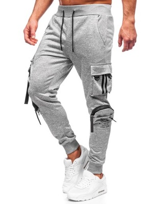 SPODNIE BOJÓWKI JOGGERY SZARE HS7176 DENLEY_2XL