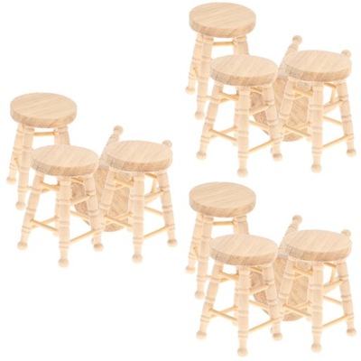 Doll Bar Counter Chair Miniaturowe drewniane krzesła