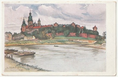 KRAKÓW. Wawel, reprodukcja obrazu M. Trzebińskiego