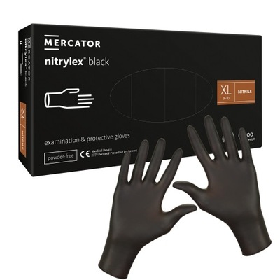 Rękawiczki jednorazowe nitrylowe CZARNE XL 100szt