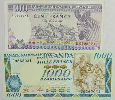 3.di.Zest.Rwanda, Banknoty szt.2, St.1, 2/3+