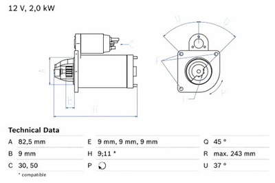 BOSCH STARTERIS FIAT BRAVA BRAVO I DOBLO DOBLO MINIVAN MAREA 