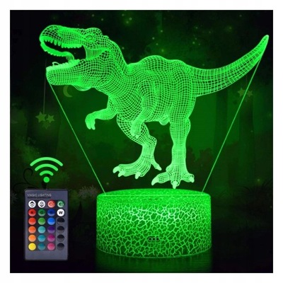 3D DINOZAUR T-REX LAMPKA NOCNA LED 7 KOLOR