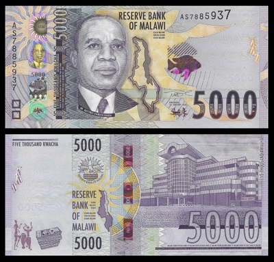 MALAWI 5000 Kwacha 2022 P-71 NOWOŚĆ UNC