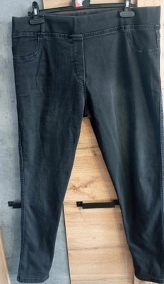 Spodnie jeans damskie w gumę czarne leginsy 50/52