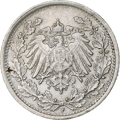Landy niemieckie, 1/2 Mark, 1918, Stuttgart, Srebr