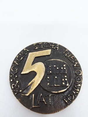 Medal 50 lat Szkoła Niewidomych Kraków 98 mosiądz