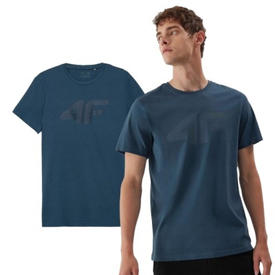 4F T-shirt męski AW23TTSHM0877 Niebieska rozmiar M