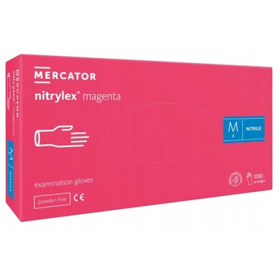 Mercator Medical Rękawice nitrylowe Nitrylex Magentarozmiar M 100 sztuk