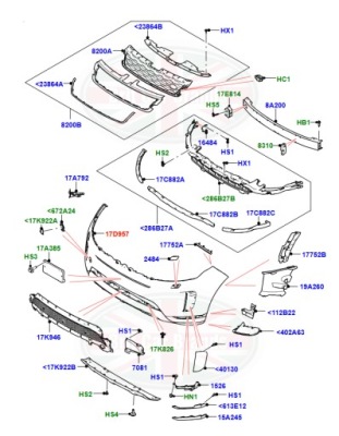 Бампер перед land rover evoque l551 lr117403 k8d217b971aa8lml фото №1