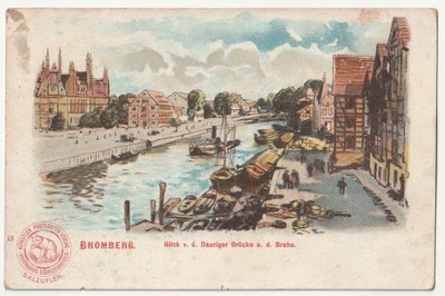 BYDGOSZCZ. Ozdobna pocztówka - widok z mostu gdańskiego