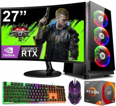 ZESTAW GAMINGOWY 27" |RYZEN 7| 32GB|2TB SSD| RTX 4060TI 16GB| WiFi |WIN 11