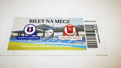 bilet OLIMPIA Zambrów - CONCORDIA Elbląg 12.11.22