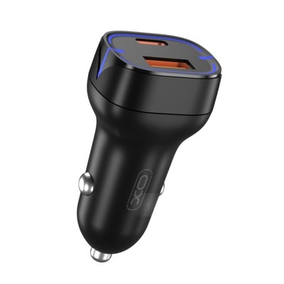 XO DISPOSITIVO DE CARGA DE AUTOMÓVIL CC37 PD QC 3.0 20W 1 PIEZA USB 1 PIEZA USB-C NEGRA  