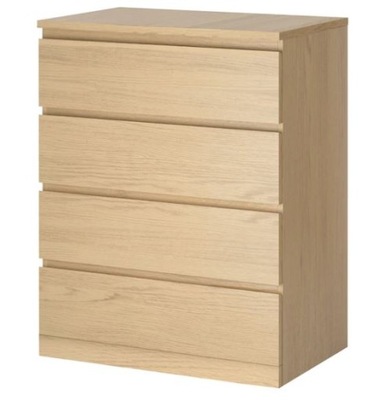 Ikea Malm Komoda, 4 szuflady okleina dębowa 80x100