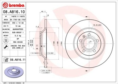 DISCO DE FRENADO BREMBO 08.A816.10  