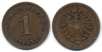 Niemcy 1 Pfennig - 1875r A ... Monety