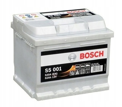 BATERÍA BOSCH S5 001 12V 52AH 520A P+  