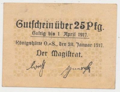 Królewska Huta 25 fenigów 1917 r. (700)