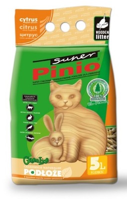 Cytrynowy drewniany żwirek dla kotów, gryzoni i ptaków Super Pinio 5L