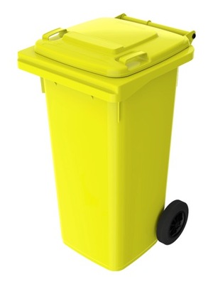 Pojemnik na odpady śmieci 120l koła chip ŻÓŁTY