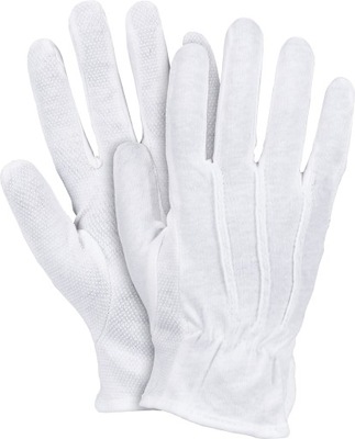 Rękawiczki bawełniane białe mikro nakropienie r8(M)