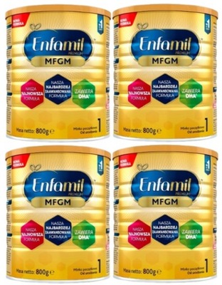 ENFAMIL Premium MFGM 1 mleko początkowe 800 g 0-6 miesięcy 4 sztuki