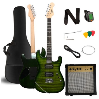 GITARA ELEKTRYCZNA STRATOCASTER 4/4 WZMACNIACZ PRZEWÓD POKROWIEC TUNER