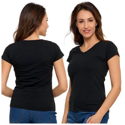 Koszulka damska T-shirt Bluzka Czarna Gładka Moraj rozmiar L